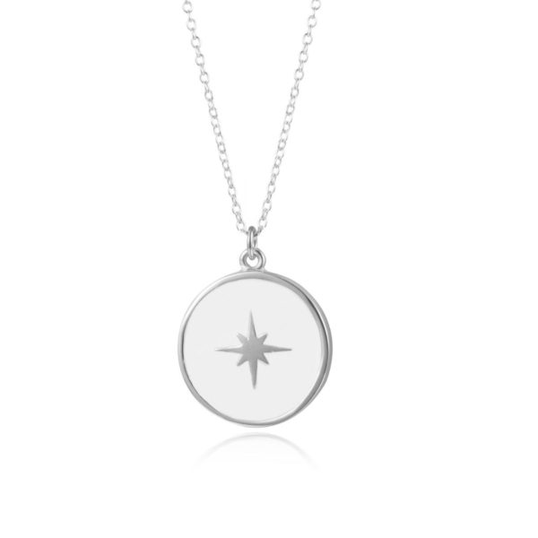 Collar Mineral Nacar Estrella 40+5cm 13mm – Plata Rodiada