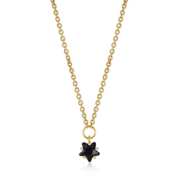 Collar Estrella Circonita Onix Oro