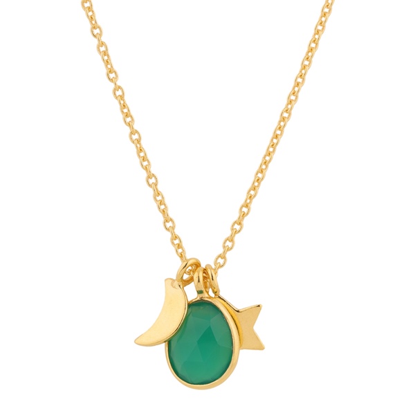 Collar Mineral Estrella Luna Onix Verde